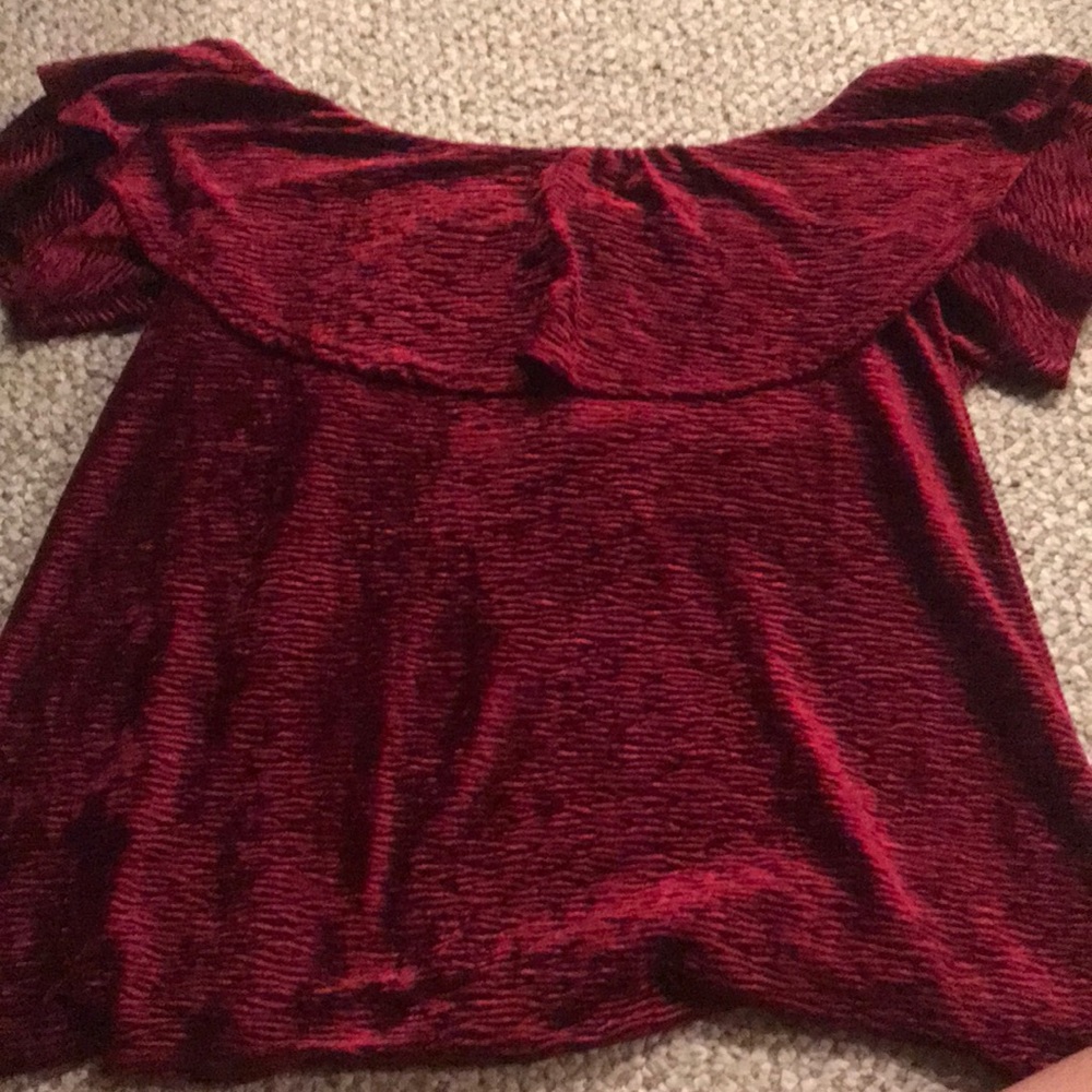 Deep Red Velvet Off the Shoulder Top